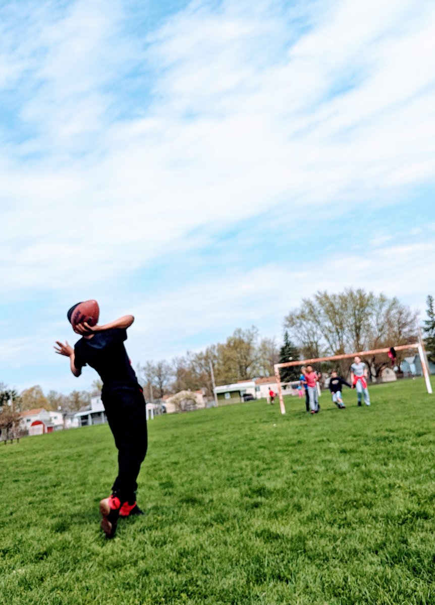Great day for some football at recess. # groveportgreat