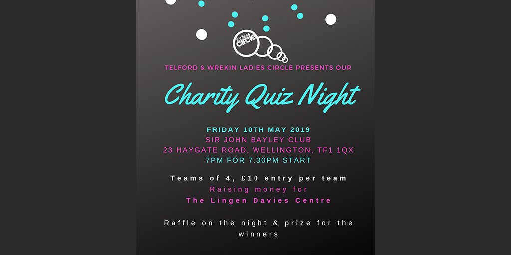 #CharityTuesday Join us next month to raise money for <a href="/LingenDavies/">Lingen Davies Cancer Support</a> at <a href="/bayleyclub/">Sir John Bayley Club</a>  and find out more about <a href="/ladiescircleGBI/">Ladies Circle GB&I</a> #Telfordhour #Telford #Shropshire