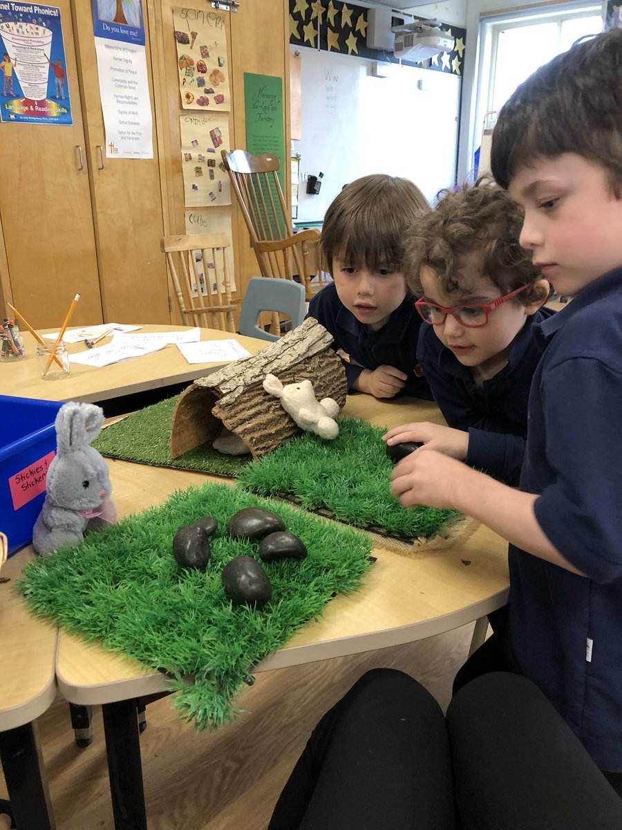 kindiekiddies's tweet photo. We extended our building challenge even further. These friends were asked “how can we share the rocks (and then, the Easter eggs) so that each bunny has the same amount?” Amazing math thinking, problem solving and collaboration took place! #messymathchallenge @eye_you #hcdsbk https://t.co/6iPwSs9GVT