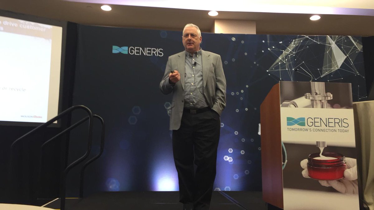 Generis_Pack's tweet photo. Bruce Smith from @MolsonCoors speaking about #packaging #innovation through the application of materials, #knowledge and insights! #PackUS19 https://t.co/UmixTzaNgY