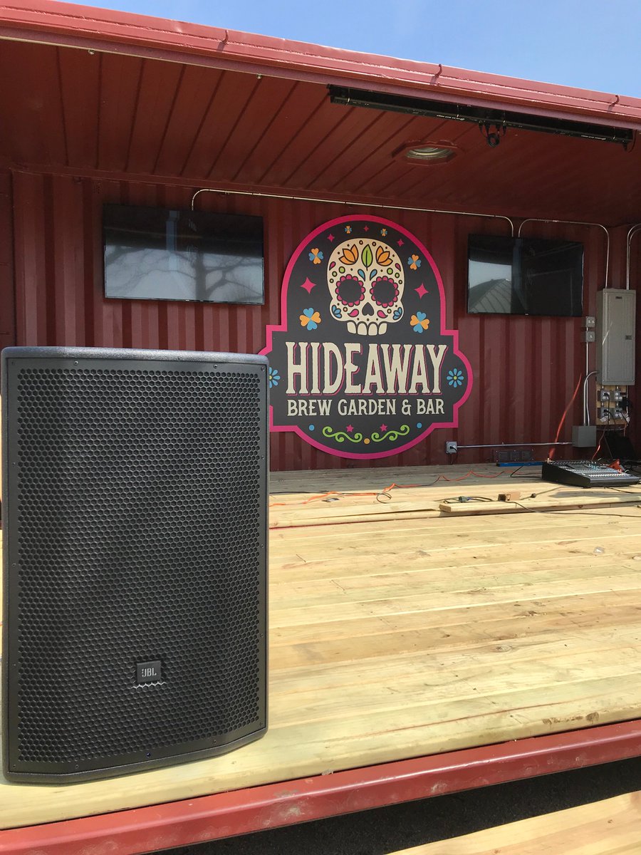 HideawayBrew's tweet photo. The snow has melted and the work continues! The new sound system and TVs are getting installed today. https://t.co/wUOVsJ3KgN