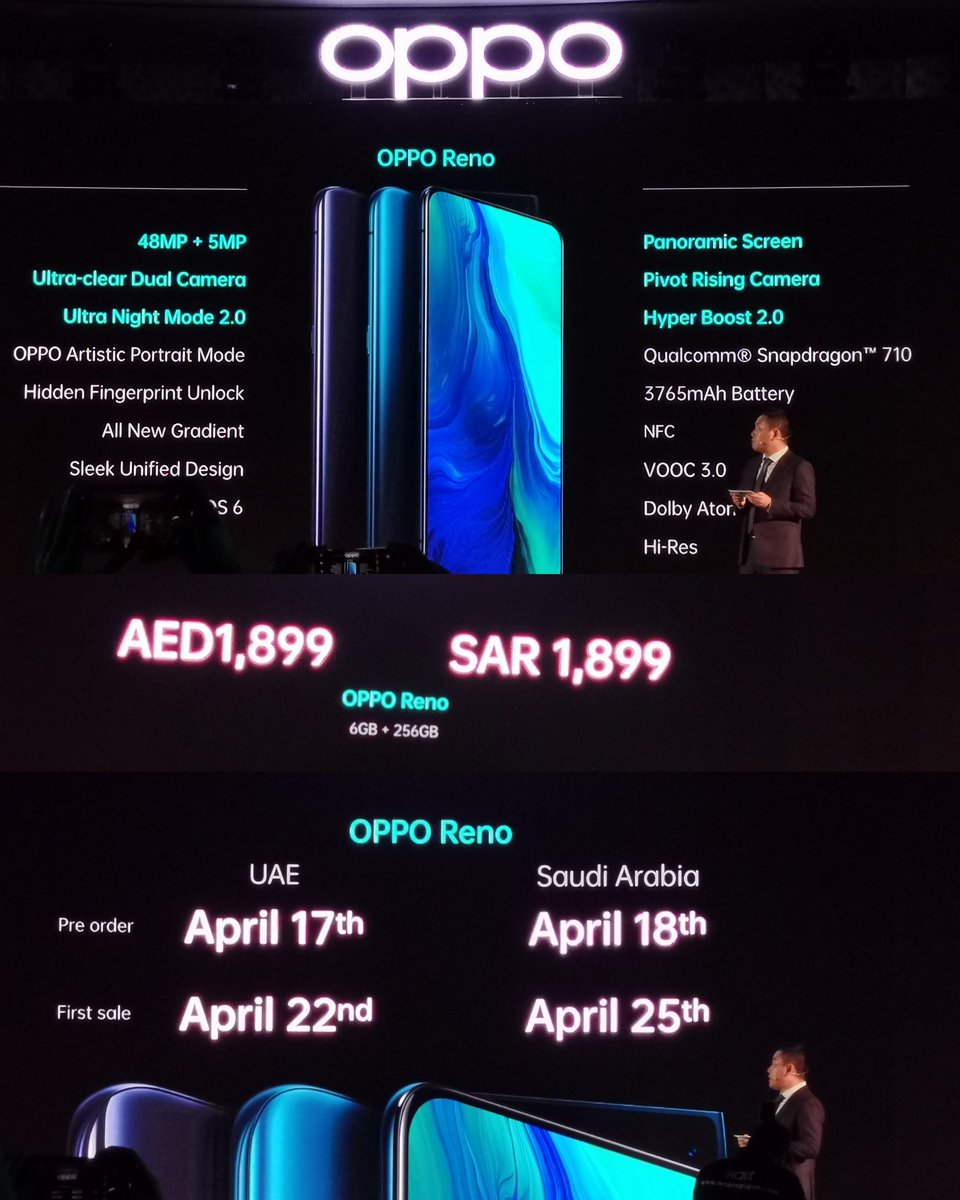 OPPO Reno and Reno 10X Zoom : Full Hardware Specs, Features, Price and Availability