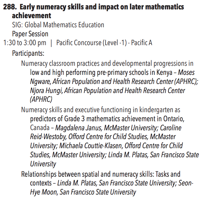 CIESGlobalMath's tweet photo. Two SIG sessions coming up at 1:30 pm today with key players from @RTI_Intl, @SCActionNetwork, and @SFSU with @LindaMPlatas and others at #cies2019. Come learn about gender equity in math ed and effects of early numeracy! #Ed4Sustainability #CIESGlobalMath2019 https://t.co/Lv5Xoz4YJn