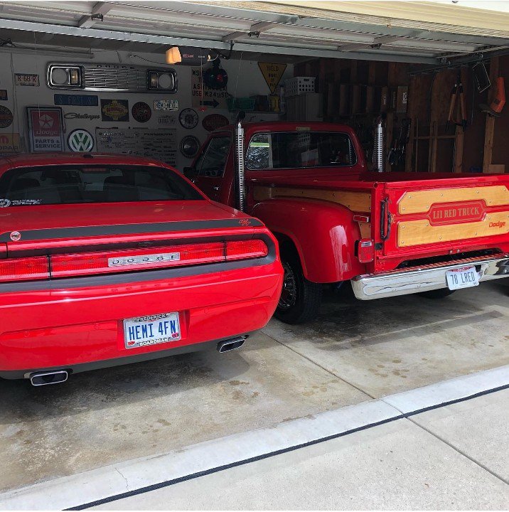 AMMOcarclub's tweet photo. #TaillightTuesday @Dodge Challenger R/T and Lil Red Truck #Repost from @moparohio1 ... ๐๐ Two Dodges in the garage. @fiatchrysler_na @officialmopar #Dodge #Challenger #LilRedTruck #Mopar #torred #hemi #ohio #columbus #mydodge #moparornocar #dodgebrothers #ammocarclub https://t.co/ctKS9izdgG
