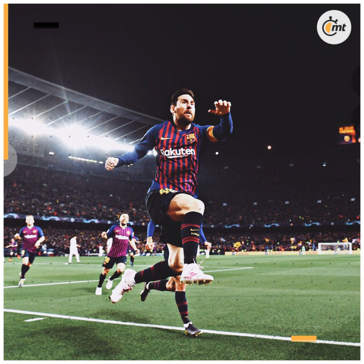 mediotiempo's tweet photo. D10s 🇦🇷🙌🏽

Lionel Messi rompió la racha de 12 partidos sin marcar en Cuartos de Final de Champions League con un doblete 🔝⚽️⚽️ https://t.co/GySbFgKhNr