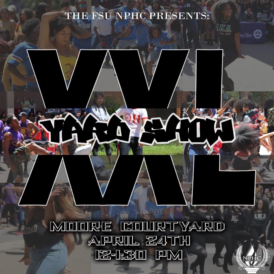 fsuSGRho's tweet image. THE FSU NPHC presents the XXL Yard Show! 🎵🎶Who runs the yard?🧐 You holding it or folding it? 👀

🗣Come see the real steppers on April 24th during Market Wednesday! 

#FSUNPHC
#XXL
