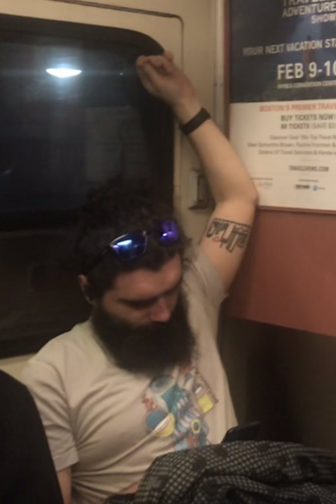 DieMBTA's tweet photo. Best #Tattoo ever. #boston 

#peoplewatching #mbta https://t.co/daUyvKwyAB