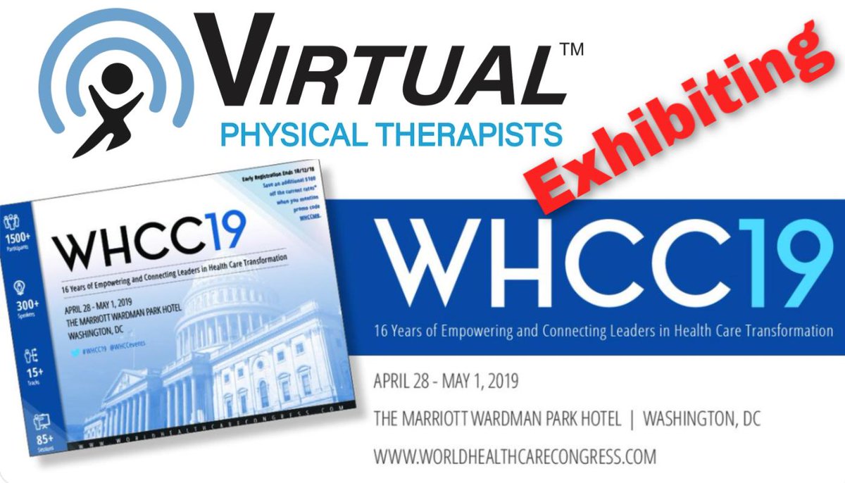 VirtPhys's tweet photo. Hope to see you at the #WorldHealthCareCongress!
#WHCC19 #VirtPhys #transformhealthcare #Telerehab #Telehealth https://t.co/kuLd0Ctrpq