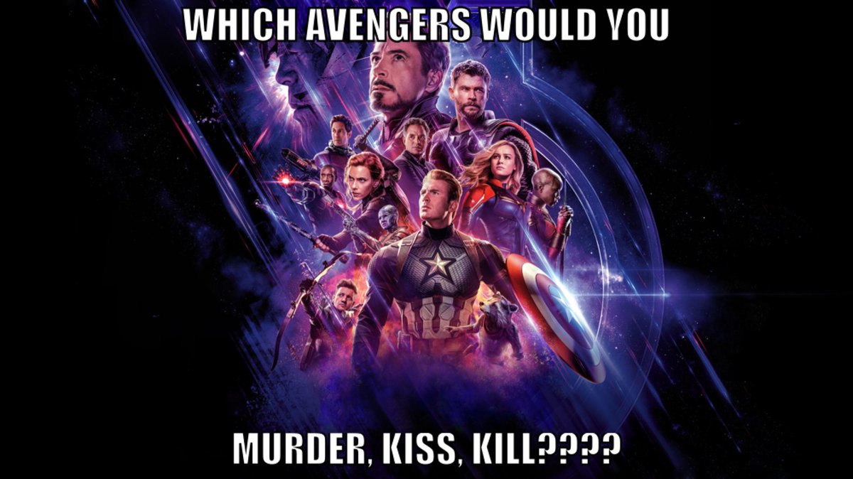 real_instagame's tweet photo. Which Avenger Would You Murder, Kiss, Kill? Surprise Us!  
💍💋☠️@Avengers @Marvel #instagame #avengers #movies #marvel #MCU #comics #celebrity #follow #followback #infinity wars #question #lol https://t.co/EZPjdFTwV5
