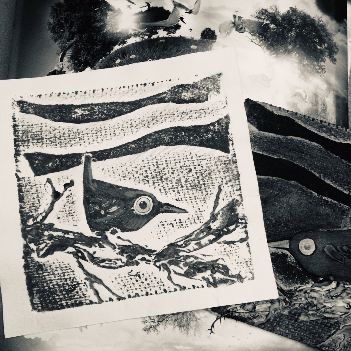 JosephWitchall's tweet photo. Having a go at collagraph printing for a print making workshop I am teaching this week...
#illustrationartists #childrensbookillustration #sketch #collagraphy #collagraphyprint #printmaking https://t.co/j4c1uskVcG