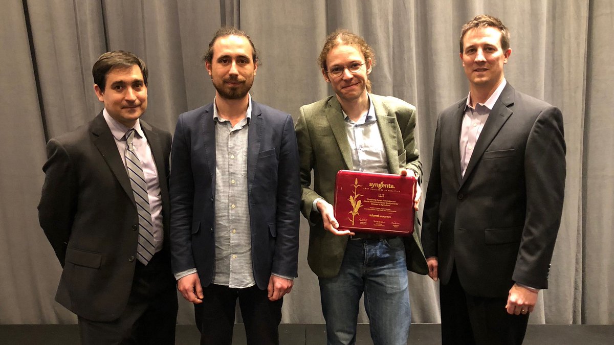 SyngentaUS's tweet photo. Congratulations to the team from @FraunhoferIAIS in Germany on winning first place in the 2019 #CropChallenge in #Analytics with @INFORMS #2019Analytics https://t.co/nVf0Jpha0c https://t.co/g6TzvY2QbP