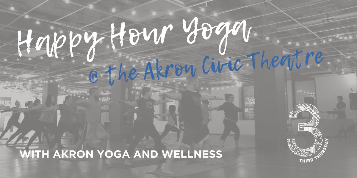 downtownakron's tweet photo. Join @bewellakronyoga for a happy hour yoga @akroncivic during #3rdThursdayAkron on April 18. Cost is $10 and includes one complimentary drink following class from 6-7 p.m. #downtownAkron #akron https://t.co/GCy3vm2qyc