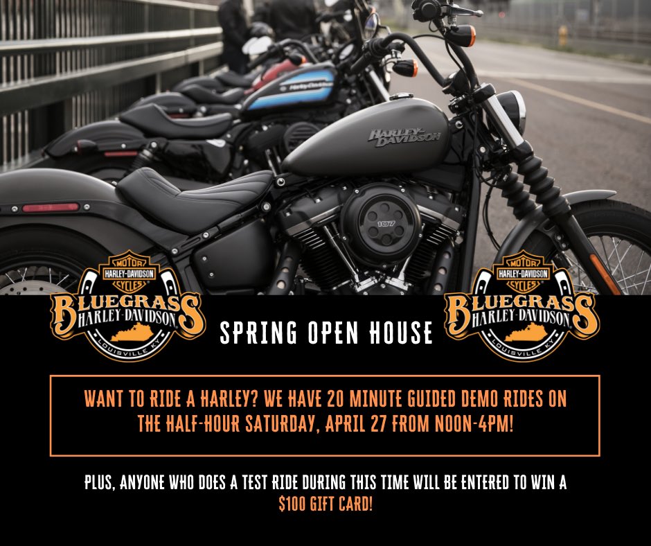 BluegrassHD's tweet photo. Test rides?! $100 gift card?! WHAT A DAY! Join us 4/27 for the fun at our Spring Opener! https://t.co/q7ScoJJ9UE