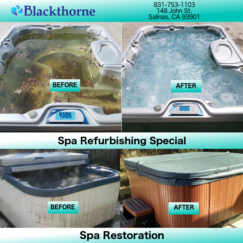 Refurbish your Hot Tub!

Blackthorne Pools &amp; Spas can do full refurbishing on your hot tub!  Call 831-753-1103 for details.