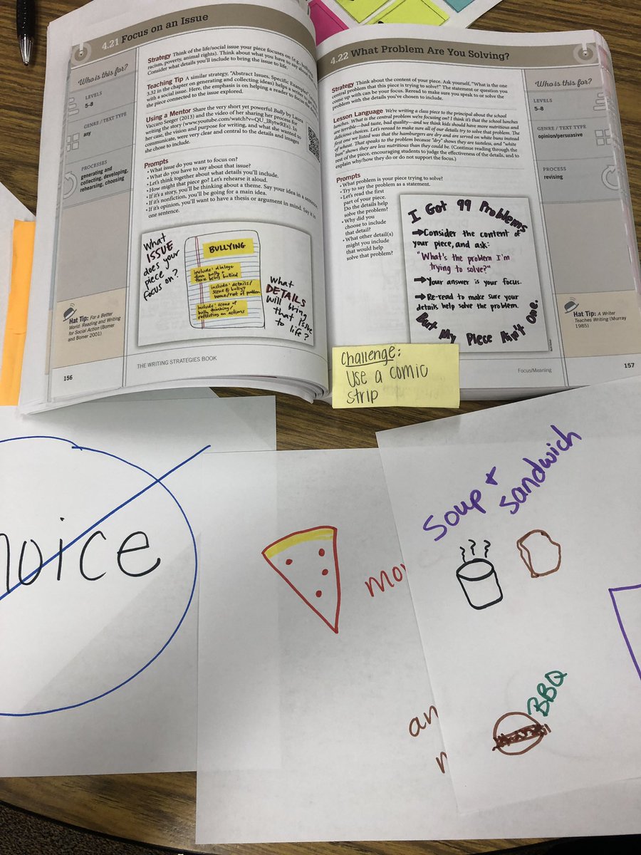 ackmchugh's tweet photo. Writing Strategies- make a comic strip about school lunches... no choice -pizza or chicken every day 😩 how can we solve this problem??? @jbowles1979 @NewlinElem @wildcat_ap https://t.co/JisaMc0VlK