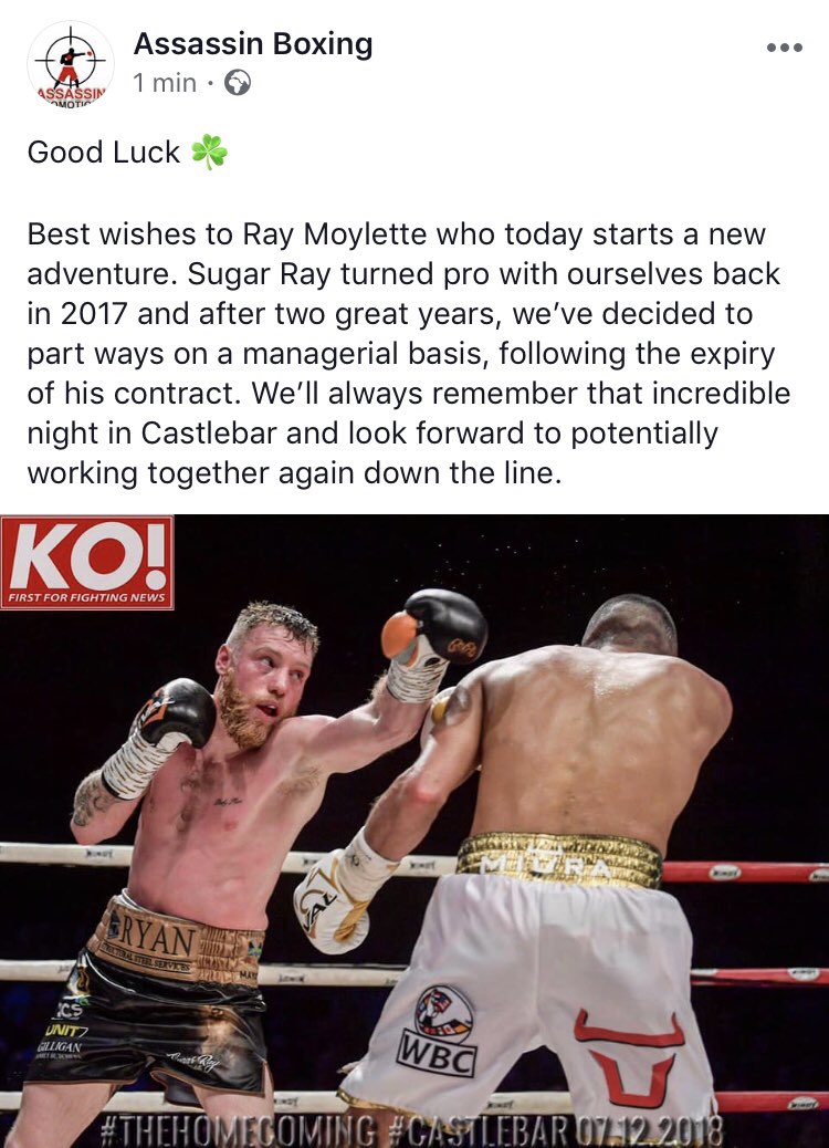 AssassinBoxing's tweet image. Best wishes with the next move Ray, an incredible night in December we will all remember. It was a fantastic two year journey 👍 @raymoylette