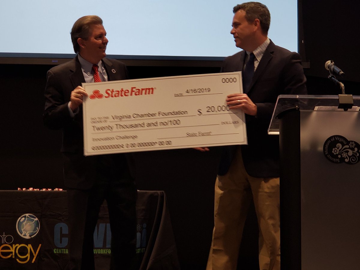 So excited to present a check from <a href="/StateFarm/">State Farm</a> for the #getintoenergyva innovation challenge today at the  <a href="/ScienceMusofVA/">Science Museum of Virginia</a> with @SF_KateBeadle