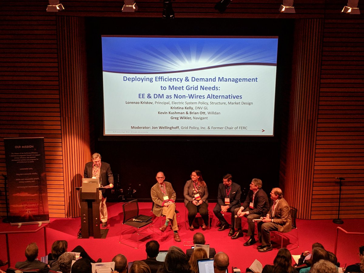 CEDMC_CA's tweet photo. Back from lunch and about to kick off panel on Advance Transmission technologies not NWA. The panel includes Lorenzo Kristov, Kristina Kelly @DNVGL_Energy Kevin Kushman &amp; Brian Ott @Willdan_ Greg Wiker @NavigantEnergy https://t.co/TV2UvCepyx