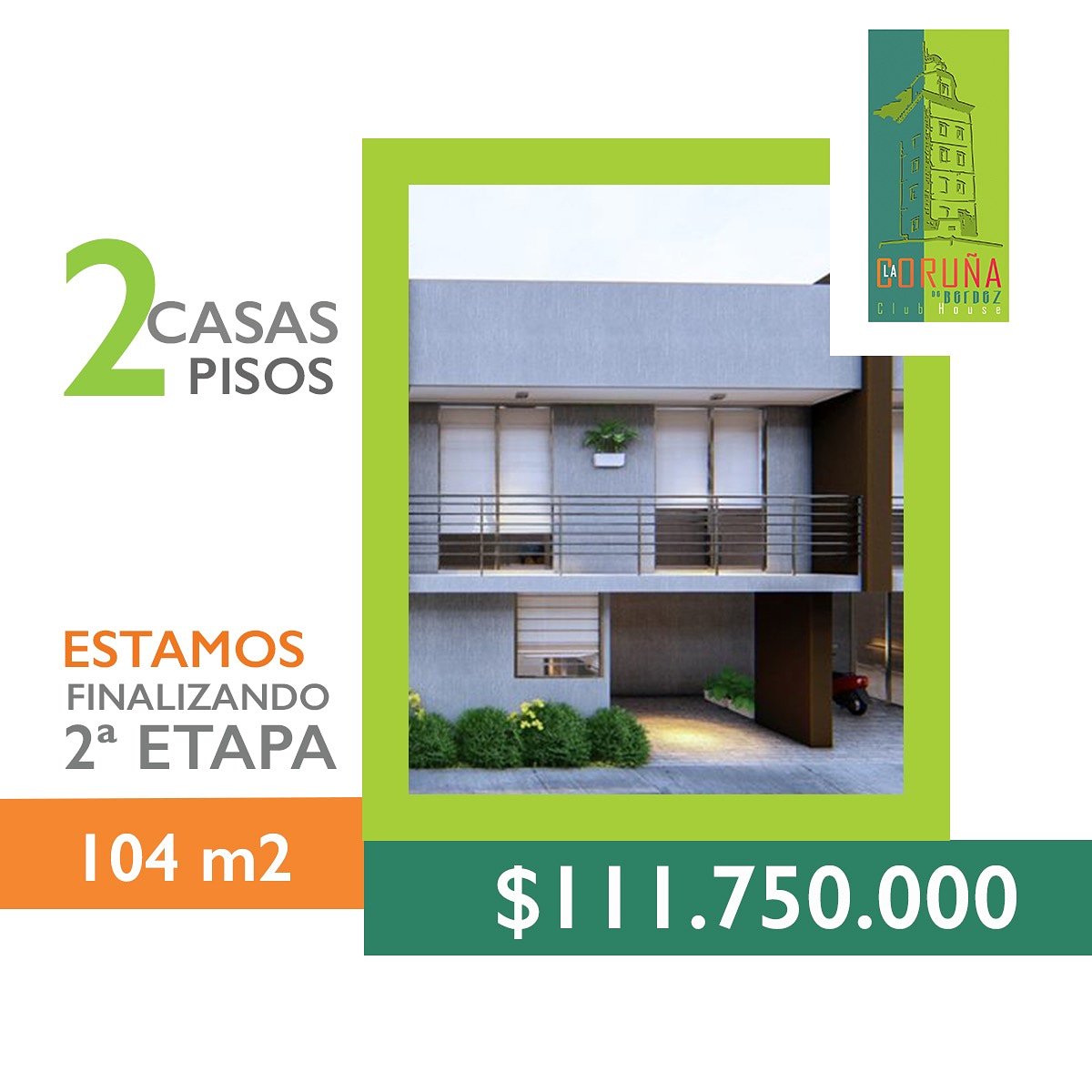ConstructoraBe5's tweet image. Últimas casas segunda etapa 🍃 LA CORUÑA DE BERDEZ. Aprovecha nuestro precio🎉 $111'750.000, área construida 104 m2 🌳👏 🔸Comunícate directamente con nosotros al 3228177336 o déjanos un número de contacto para asesorarte de manera inmediata