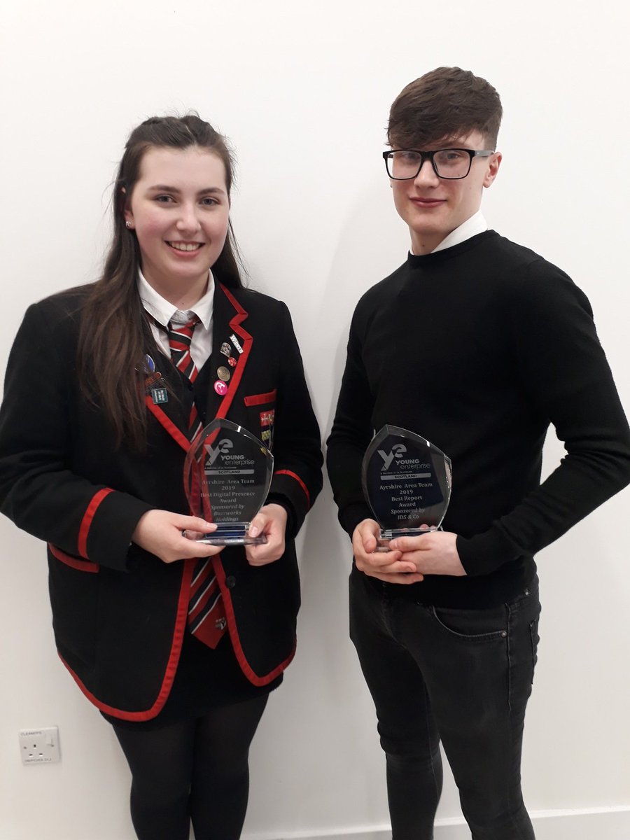 stjoacad_tech's tweet photo. Congratulations to Ceara and Jay who won 2 awards at the Young Enterprise Scotland Ayrshire Finals tonight #aimhigh #workingtogethermakesgreatlearning https://t.co/ssn9LYBbWW