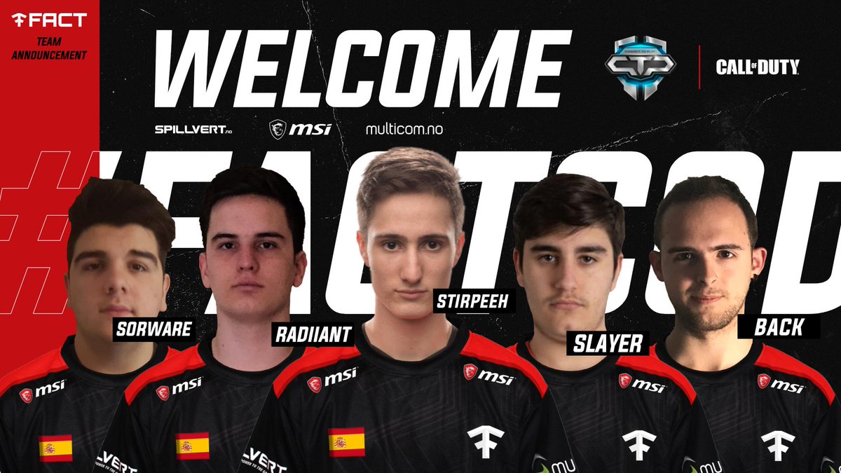 🇬🇧 We are pleased to announce our new <a href="/CallofDuty/">Call of Duty</a> roster. The team will be representing us in the remainder of the <a href="/CTPCoD/">CTP Call of Duty</a> season, Welcome to the club!

🇪🇸 Estamos orgullosos de anunciar nuestro nuevo equipo de @CallOfDuty. ¡Bienvenidos al club!

#GOFACT / #VAMOSFACT