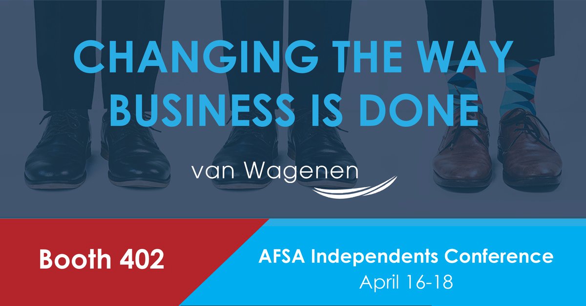 vWFinancial's tweet photo. Yes, van Wagenen continues to change the way business is done. Stop by and see us at the AFSA Independents Conference - Booth 402! @AFSA_DC #afsamtgs https://t.co/nDVCx2RaaM
