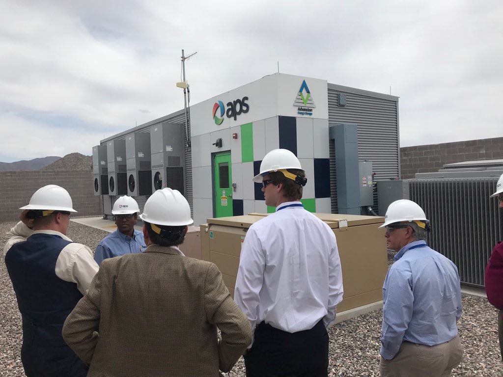 apsFYI's tweet photo. As part of #ESACon19, we hosted a behind-the-scenes tour of our Festival Ranch battery system in the West Valley. This battery is just one of many providing #SolarAfterSunset for customers across AZ. #CleanEnergy #EnergyStorage https://t.co/C3IKzGTa2W