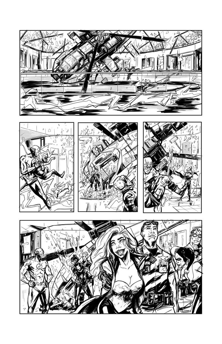 jkatzstudio's tweet photo. #gothemsirens final sample page #TuesdayThoughts #ComicArt #imagecomics #imakestuff the #flash needs to save the day as a #helicopter crash into the #mall #Catwoman #HarleyQuinn #poisionivy #DCUNIVERSE #DCcomics @DCComics @vertigo_comics #DigitalArt https://t.co/dR89DXoh7D