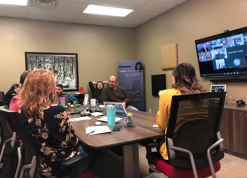 csuitenetwork's tweet photo. Thank you, @JeromeWade, for taking the time to work through the #UltimateEdgeFormula with our #CSuite &amp; @TallGrassPR teams! https://t.co/WvW6SSTwE4