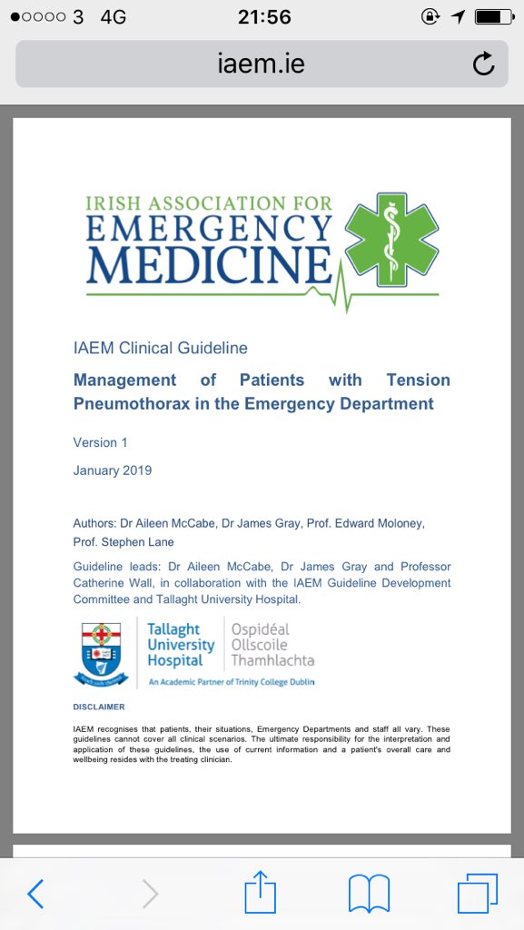 AilsMcCabe's tweet photo. Management of tension pneumothorax in the ED guideline. #peoplecaringforpeople Collaboration between @IAEMCGC @DrJimGray @CLDTallUniHosp https://t.co/1zMwNOoKau @DMHospitalGroup @TallUniHospLib https://t.co/GROOOjUVzb