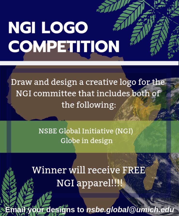 CALLING ALL LOGO ARTISTS!
As a part of developing our brand for the Global Initiative, we are accepting logo designs through May 2nd! The selected winner will receive some NGI swag! We would love to see your skills! #NSBEGhana #NSBE #regioniv #fosolid