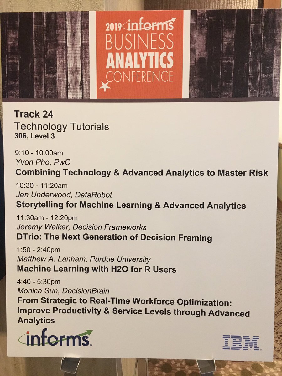 MatthewALanham's tweet photo. Thanks for everyone that attended my talk on “Machine Learning with #h2o for #RStats Users” at #2019analytics https://t.co/f0Thizs8ym