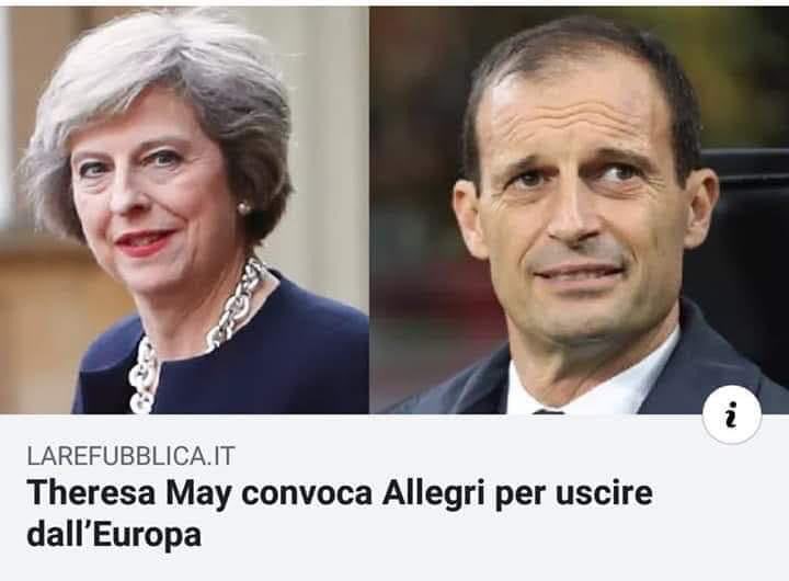 mousmar's tweet photo. Theresa May roept Juventus-trainer Allegri op, over hoe je nou uit Europa stapt. #juvaja https://t.co/N7wzNyb2K7