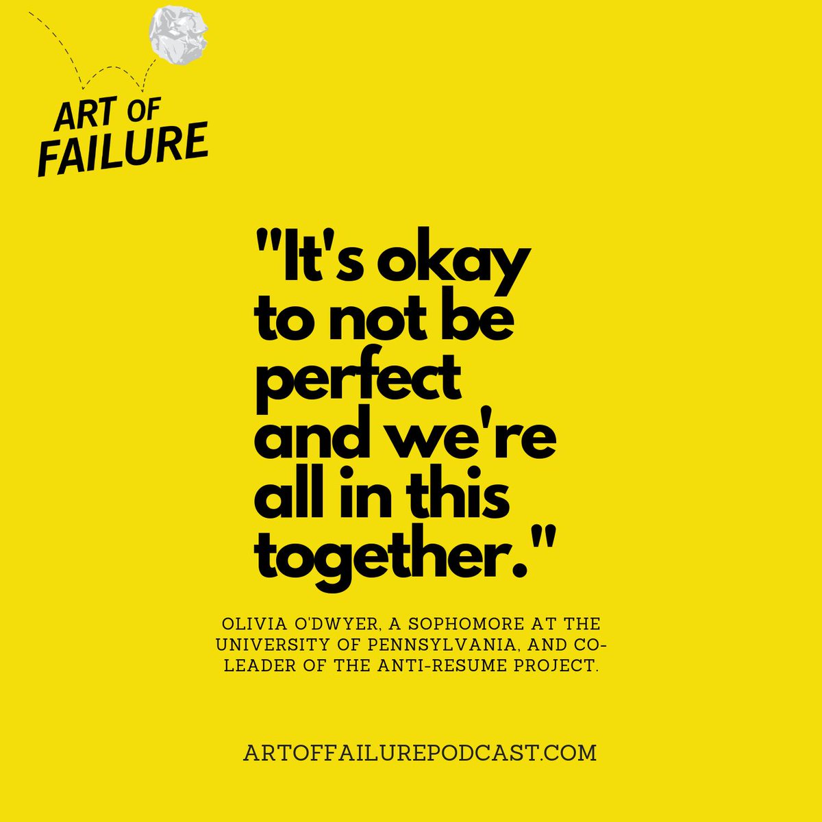 ArtofFailurePod's tweet photo. Disarming the culture of perfection at UPenn with vulnerability. Listen to our latest episode with the co-leaders of the Anti-Resume Project. https://t.co/50Rw9dZjps @jointhesignal @Penn #Penn #PennFace https://t.co/qng3yZ32e0