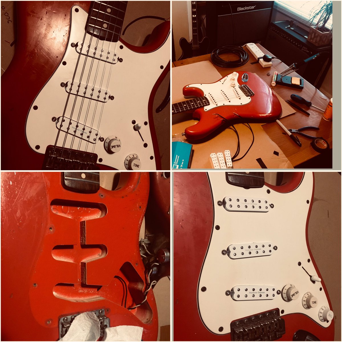 kirbylbryant's tweet photo. Just installed some @SeymourDuncan pickups in @DannyBryant’s favourite strat. Ready to hit the road in Germany, Austria and the U.K. next month #soundsawesome #stratupgrade #stratocaster https://t.co/JDcSuqjyWt
