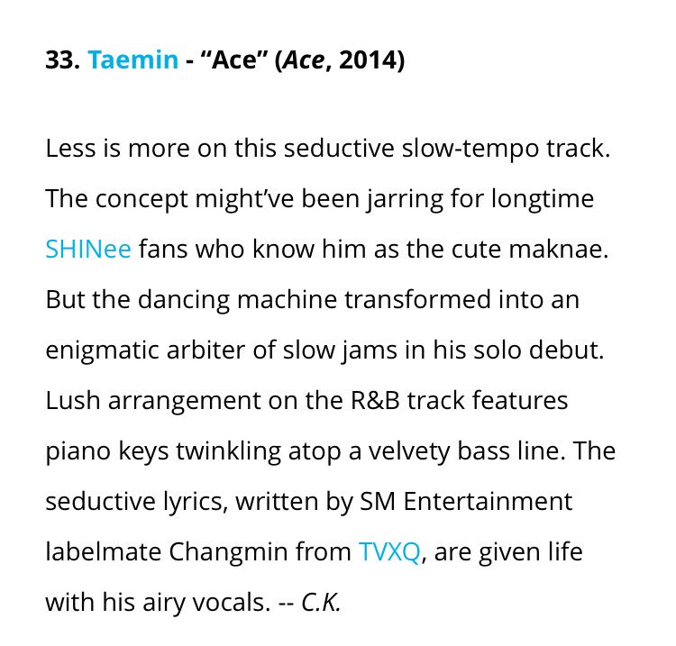 shawolspain's tweet photo. [ 190412 #SHINee ]

Mejores B-sides del K-POP según Billboard.

#33 - TAEMIN “Ace”
#5 - JONGHYUN “White T-Shirt”
#3 - SHINee “Symptoms”

cr: Billboard.
🔗 https://t.co/zeg7wwzd8o https://t.co/ASBxSBwyd1