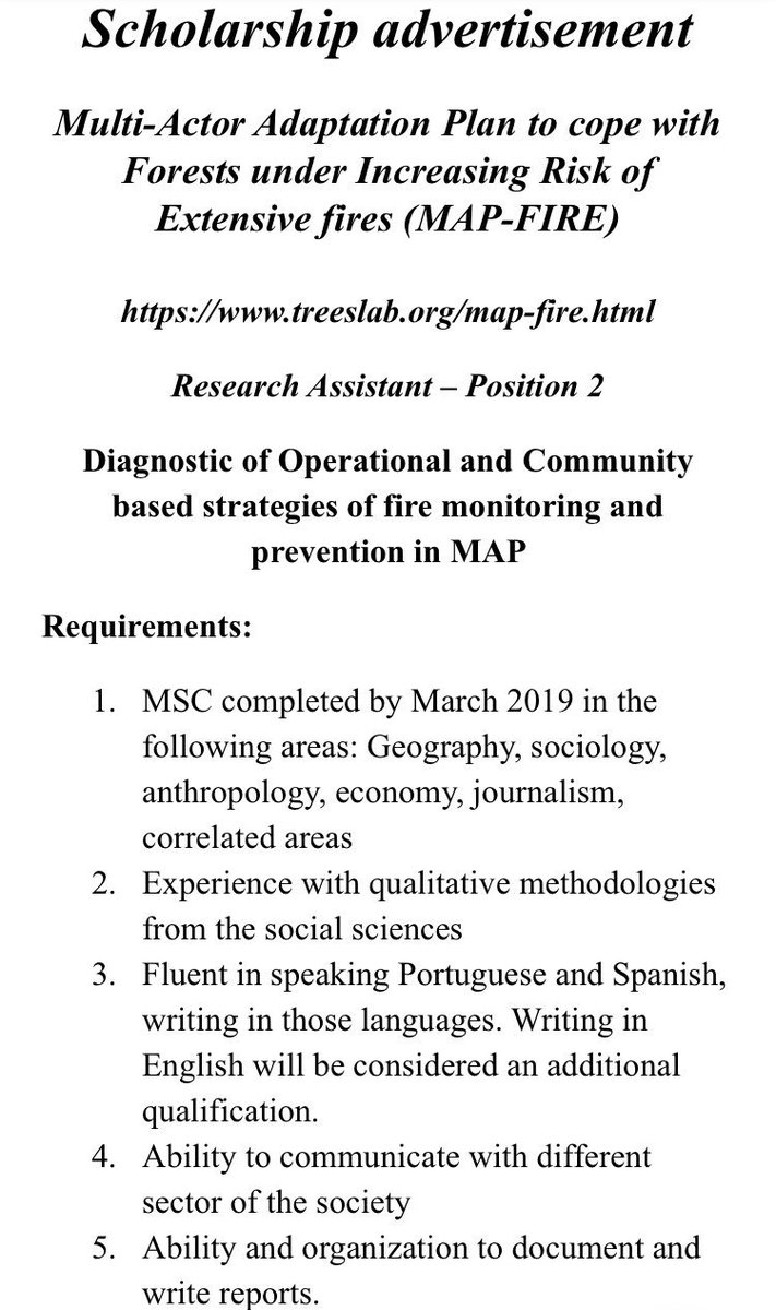 VMarchezini's tweet photo. Bolsa de pesquisa do projeto #MapFire. Requisitos: Mestrado em Ciências #Sociais; fluência em português e espanhol; disponibilidade para viajar para Peru, Bolivia and Brasil.Envie seu cv, 2 cartas de recomendação até 20 de abril para: victor.marchezini@cemaden.gov.br https://t.co/ti05RNWeTt