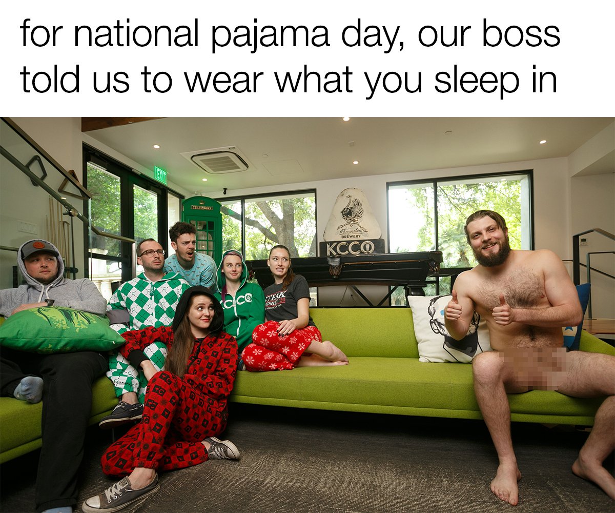 that couch cushion was ruined #NationalPajamaDay