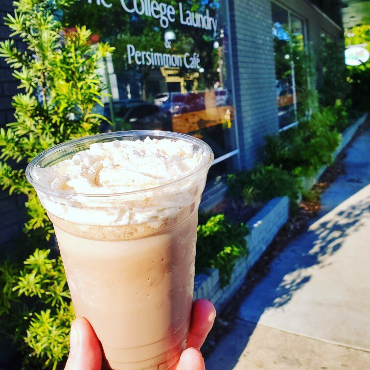 persimmoncafe's tweet image. Mocha java frappe with hazelnut whipped cream #iminlove