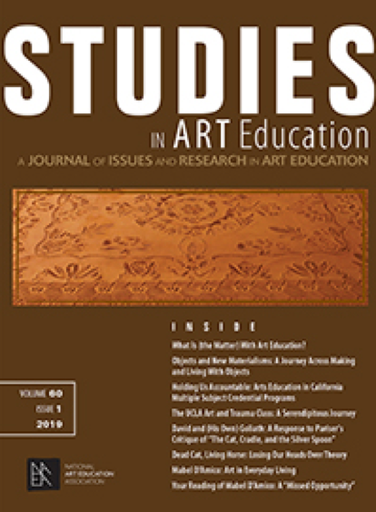 StudiesInArtEd's tweet photo. Studies 60(1) is published and available online: https://t.co/wRalXL255D Read Elizabeth Garber's article based on her 2018 Invited Studies in Art Education Lecture @NAEA @NAEAMusEd @NAEASupers @NAEAPreservice @ArtEdJournal https://t.co/cntFHulu1i