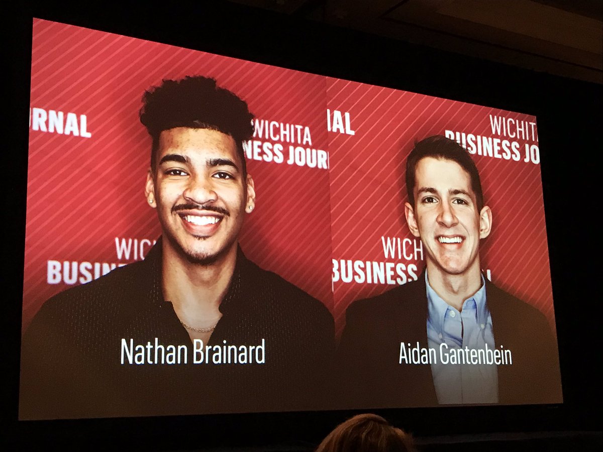 HeightsBooster's tweet photo. @ndot8_  and @Aidan_GGGG were honored as Wichita Business Journal Young Achievers tonight.  Way to go guys!   #ICTBizYA https://t.co/M4mRIskfmM