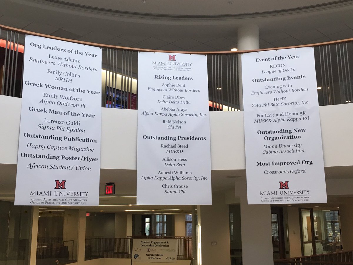 RenateJCrawford's tweet photo. Always a highlight to attend the SEAL Awards celebrating @miamiuniversity Student Engagement And Leadership. Thank you for your commitment, dedication, enthusiasm, and all you do to make the #MiamiOH undergrad experience so amazing. https://t.co/FL1Pw0bLsb