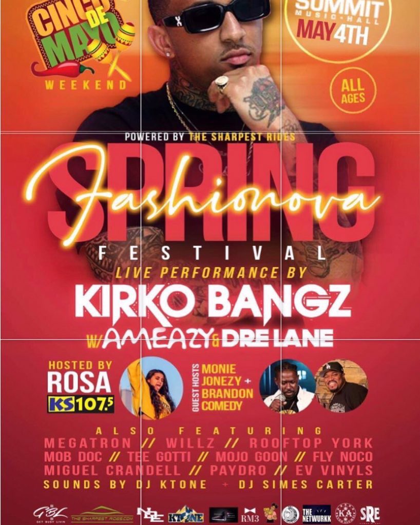 DenverTweets303's tweet photo. 🚨🗣SHOW ALERT‼️🚨
🇲🇽 Cinco De Mayo Weekend @getbusylivinstudios going up with @kirkobangz ‼️ Live at the Summit Music Hall here in #Denver !!
🗣 DM us for tickets‼️
•
#denverpromoter #denverpromoters #eventsindenver #liveconcert #kirkobangz #DenverTwitter #FashionShow https://t.co/hmL1gNywxD