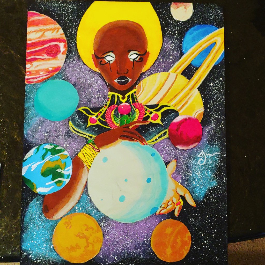 Cheshirebeam's tweet photo. COSMIC AWARENESS:
#acrylicpainting #painting #cosmic #celestial #cosmicart #celestialart #celestialartwork #planets #solarsystem #khepri #sungod #sungoddess #egyptian #egyptianart https://t.co/CuIwdLA8cU