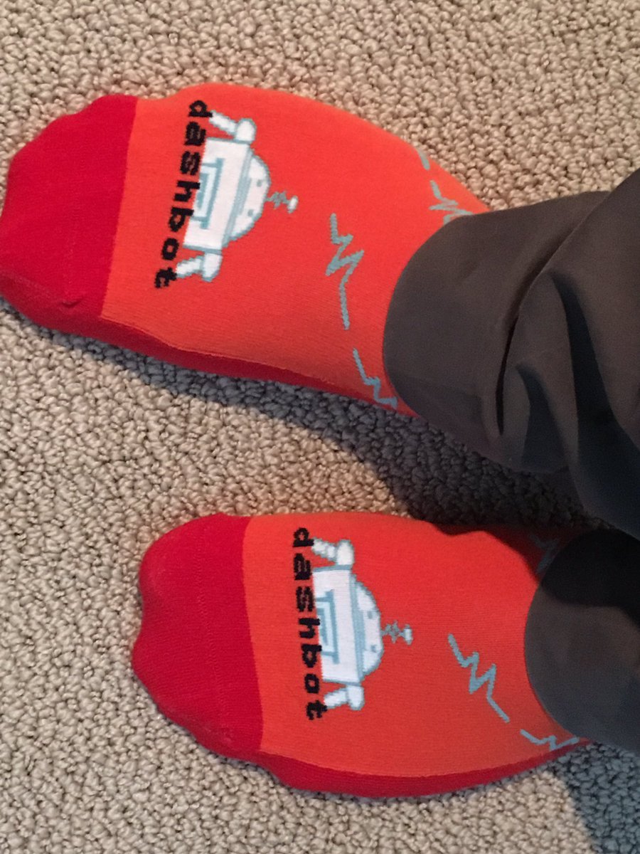 Threw away my #hootsuite socks for these shiny new #dashbot ones.