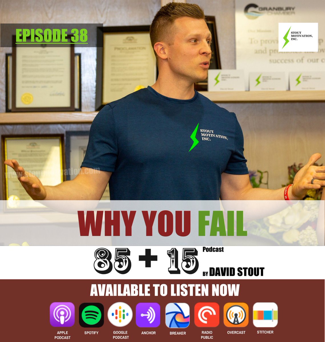 stoutmotivation's tweet photo. Why do you keep failing? 
Listen to Ep#38 today and find out how you can stop failing.

https://t.co/Qe84uuFmBJ
https://t.co/gWpNXN3T0f

#eightyfiveplusfifteen #stoutmotivation #podcasts https://t.co/3iR775Z1dm