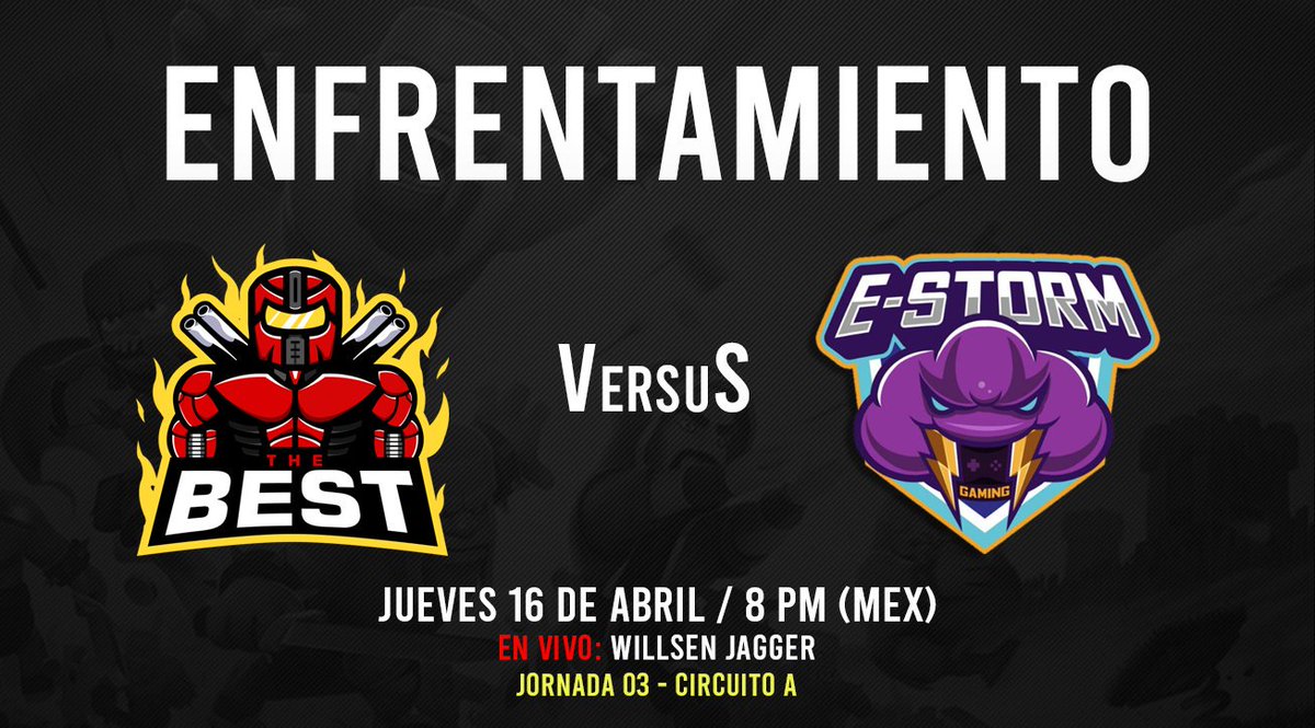 La tormenta viene buscando colocarse en la cima de la tabla.
¿Será el conjunto de The Best un obstáculo o un escalon?
<a href="/TheBestGG1/">The best gg</a> vs <a href="/ESTORM_GG/">ESTORM ⚡</a> 
A las 20 : 00🇲🇽
En el canal de <a href="/TheWillsonCR/">Willson 🇺🇸</a>