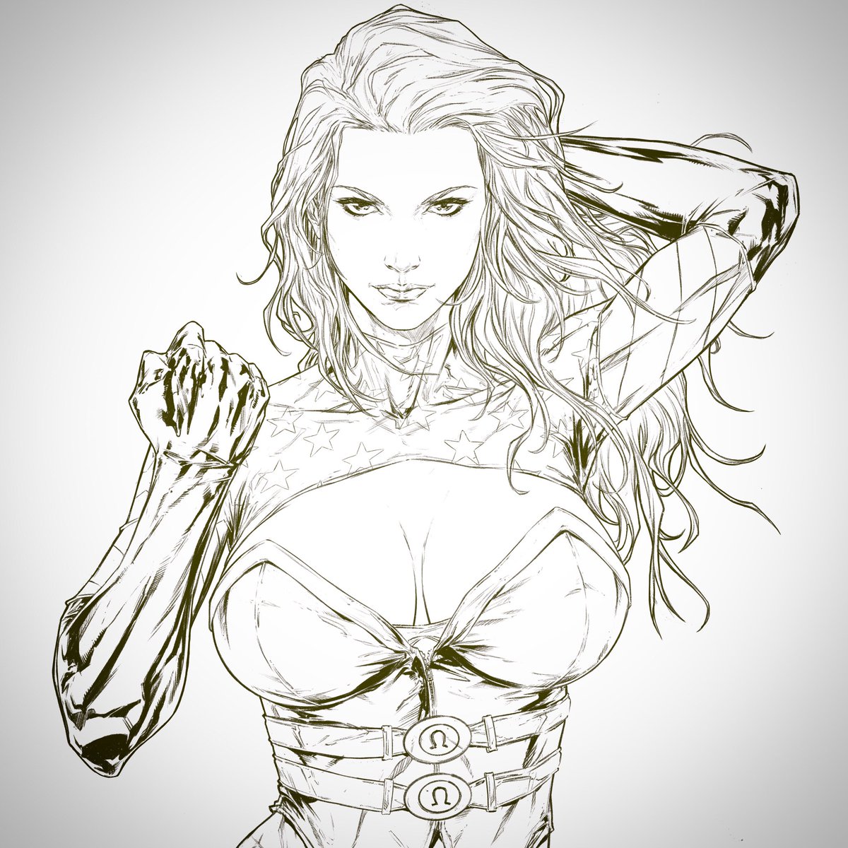 Patriotika cover WIP for Mount Olympus Comics. Line art by me. Done using Procreate #digitalart #comicart #art