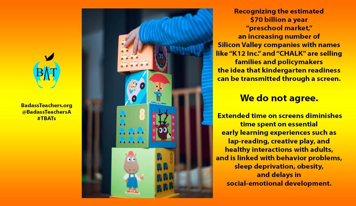 Online preschool isn't real early education - it offers none of the social or emotional benefits so critical to early learning! #RejectOnlinePreK commercialfreechildhood.org/rejectonlinepr… #TBATs #TED2019 @BadassTeachersA @DEY_Project @commercialfree