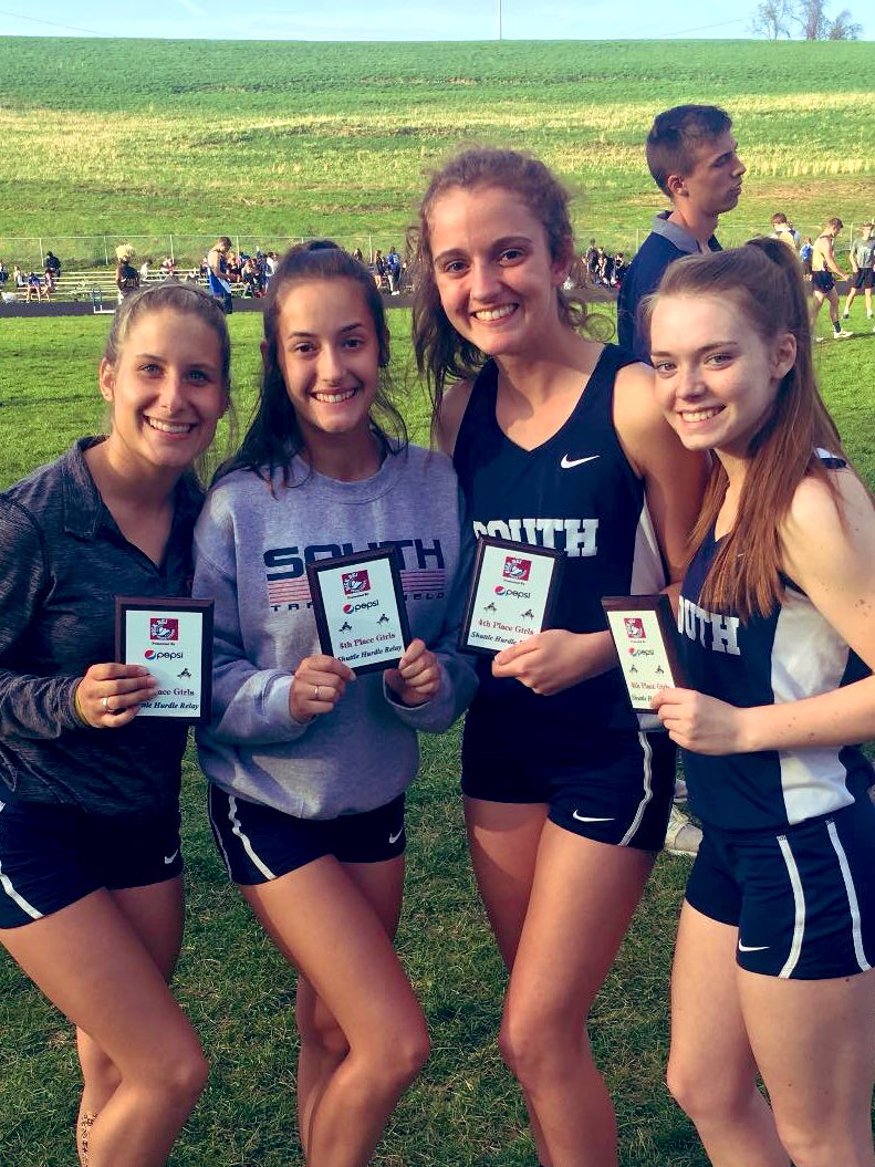 PSHS_TrackField's tweet photo. On the podium for South at the Dick Dei Invite:
Erin - 2nd in High Jump and 4th in Long Jump
Madi - 4th in High Jump
Samara - 6th in 400
Levi - 5th in High Jump
Boys &amp; Girls Shuttles 4th 

It’s a big deal to score at this meet. Congrats! https://t.co/sKv0VnmSi6